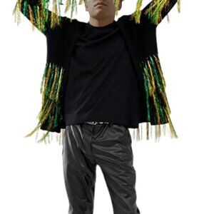 ASOS Black Knitted Cardigan XL Metallic Fringe Tassels